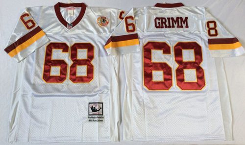 Mitchell And Ness Redskins #68 Russ Grimm White Throwback Stitched NFL Jersey - Click Image to Close